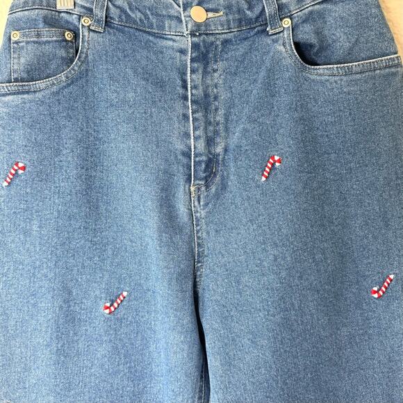 Vintage Candy Cane High Rise Straight Leg Mom Jeans Size 10 - Picture 1 of 5